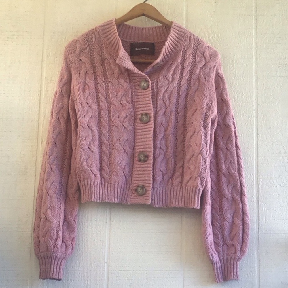 Reformation Annie cable knit cardigan sweater - Picture 3 of 16